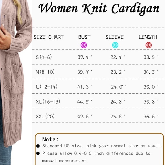 Beige/Tan Knit Button Down Cardigan Sweater Plus Size - Picture 3 of 3